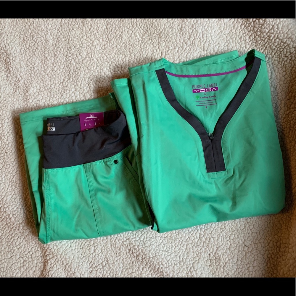 NWT Yoga purple label by healing hands scrub set